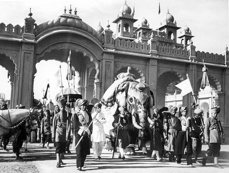 The palace state elephant taken out for worship, May 1958.